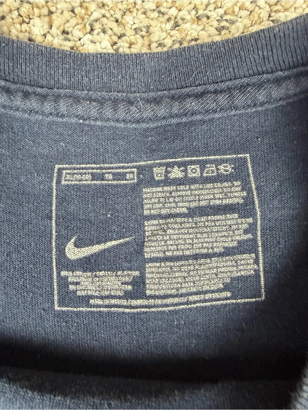 Y2K Sz XL Youth Nike Boys Navy Tee with Yellow Baseball Graphic Center Swoosh